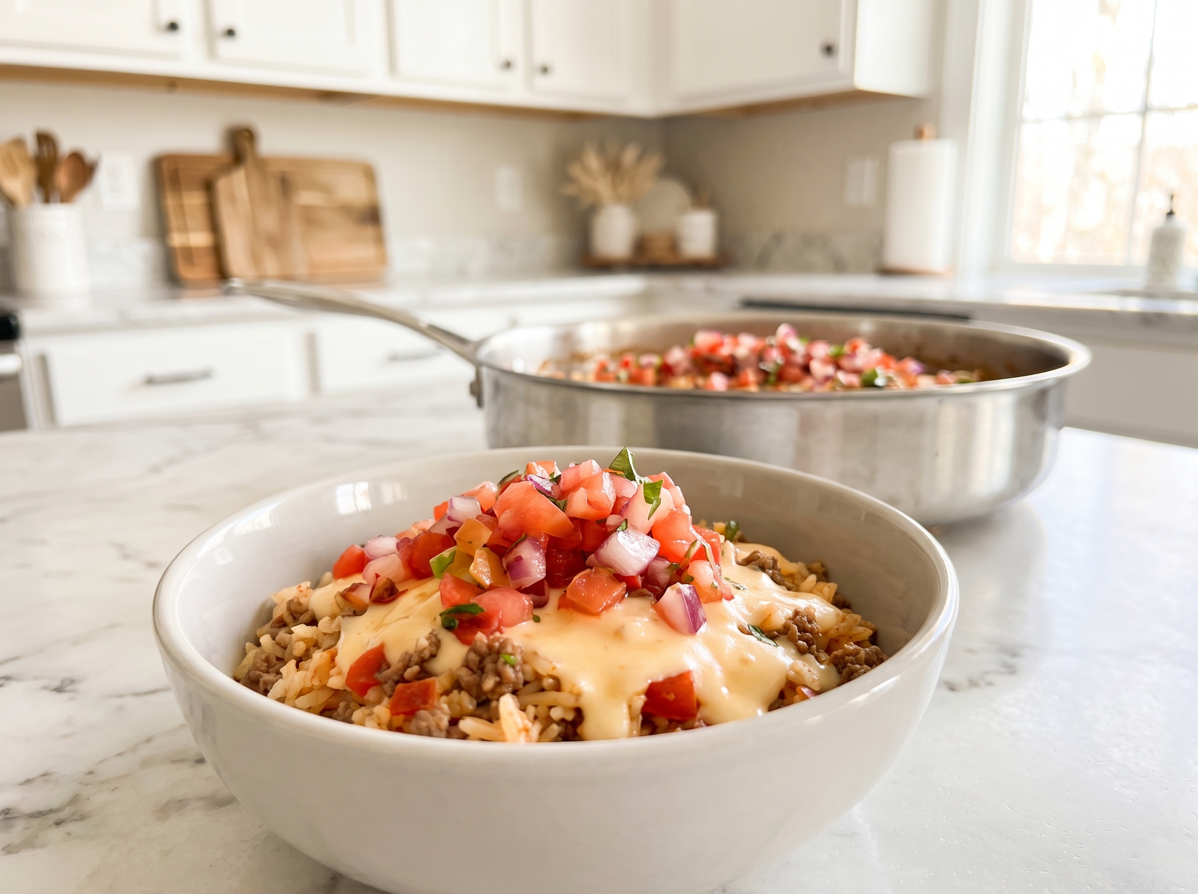 Easy Queso Taco Rice