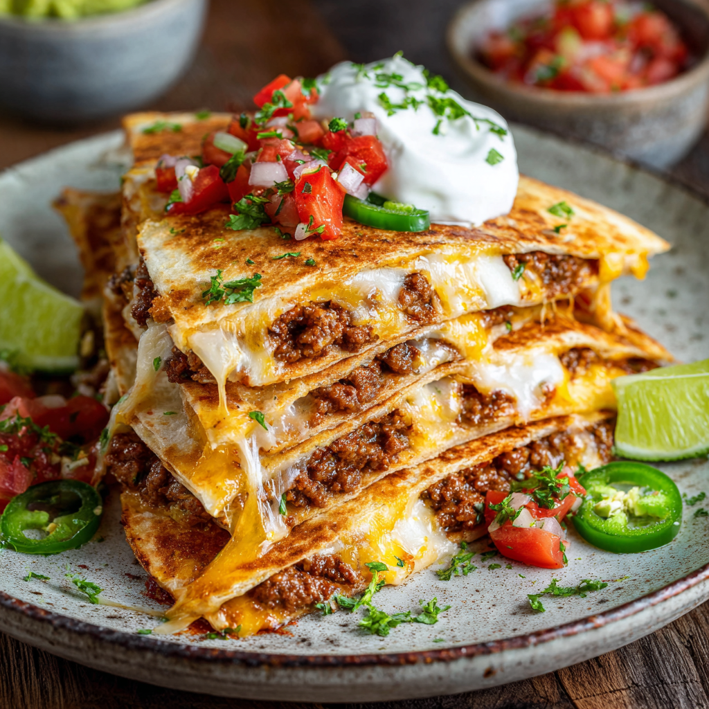 High-Protein Cheesy Beef Quesadilla