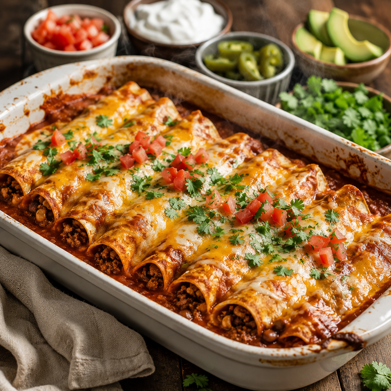 Cheesy Beef & Bean Enchiladas