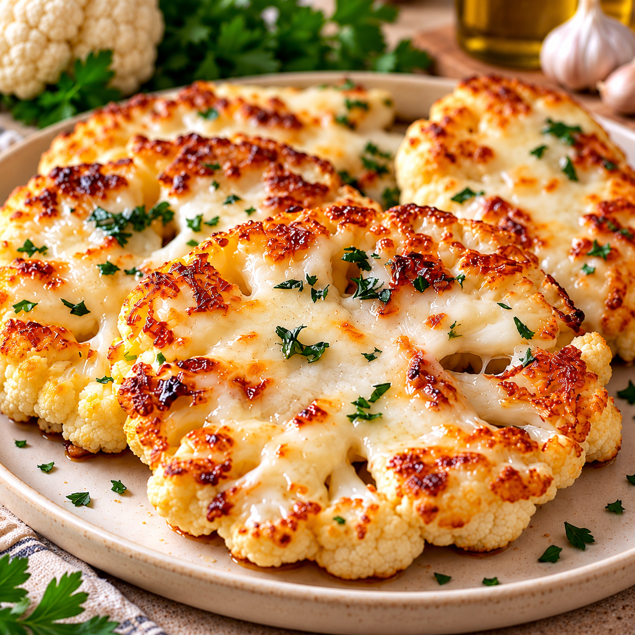 Easy Cheesy Garlic Parmesan Cauliflower Steaks